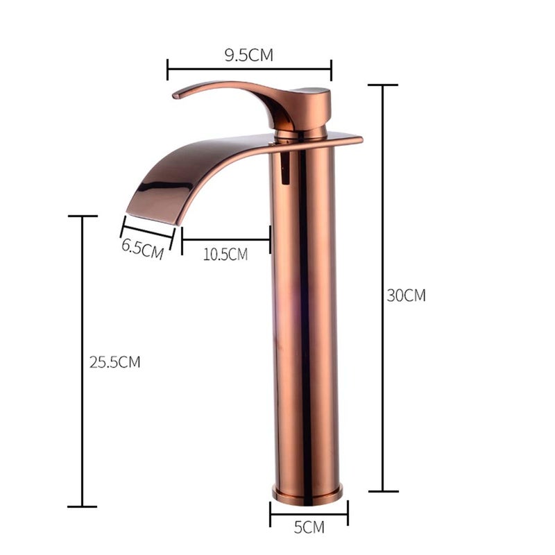 sprinkle LightInTheBox Waterfall Single Lever Vessel Lavatory Basin Tap Centerset Sink Faucet Oil-rubbed Bronze Mixer Taps Bar (rose gold) - Image 5